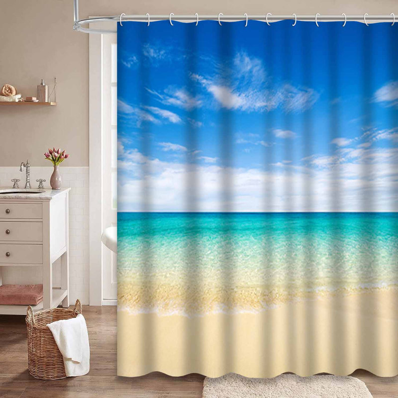 Belle plage, mer tropicale, beauté, nuage bleu, jour de côte, chaud avec 12 crochets, L 72 po x l 78 po