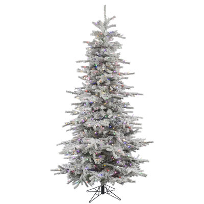 Vickerman Flocked Sierra Fir Artificial Christmas 10' H Lighted Artificial Fir Christmas Tree