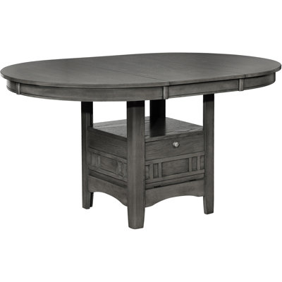 Table ovale gris moyen avec rallonge et rangement intégré, 41,08 pouces de long, 30,5 de haut, salle à manger 42 de large, 4 places assises