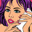 Dame de style pop art sur toile - Cadre rétro mauve