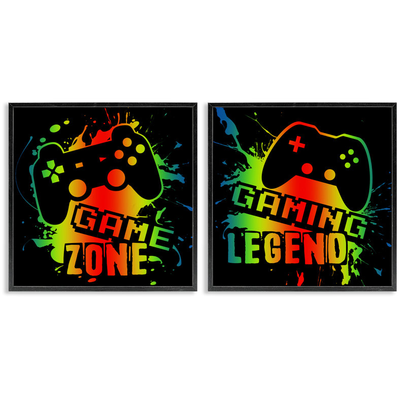 Ensemble de giclées encadrées 2 pièces Gradient Gaming, par Marcus Prime, Giclée encadrée noir minuit, H 12 po x l 12 po