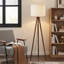 Lampe trépied nordique 60,6 po avec base en bois massif noyer et abat-jour en lin, interrupteur au pied, douille E26, lampe sur pied moderne certifiée UL pour salon, chambre à coucher, coin d'étude et de lecture-208104245
