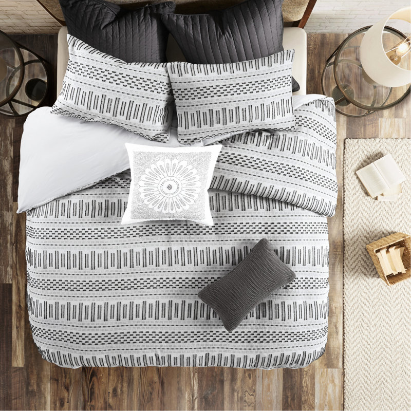 Housse de couette pour lit très grand / très grand en coton avec détails accrocheurs multicolores