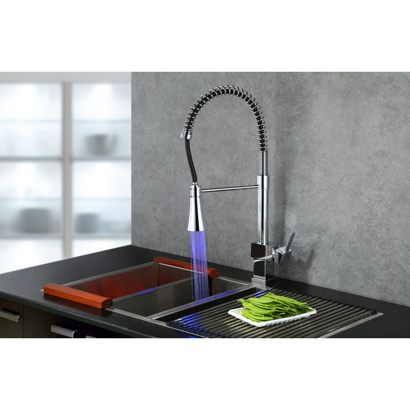 Robinet de cuisine rétractable avec DEL, robinet d'évier de cuisine à poignée simple