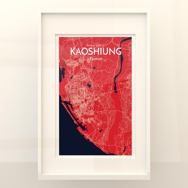 Kaoshiung City Map In Nautical - No Frame Print, 36cm H x 24cm W x 0.05cm D