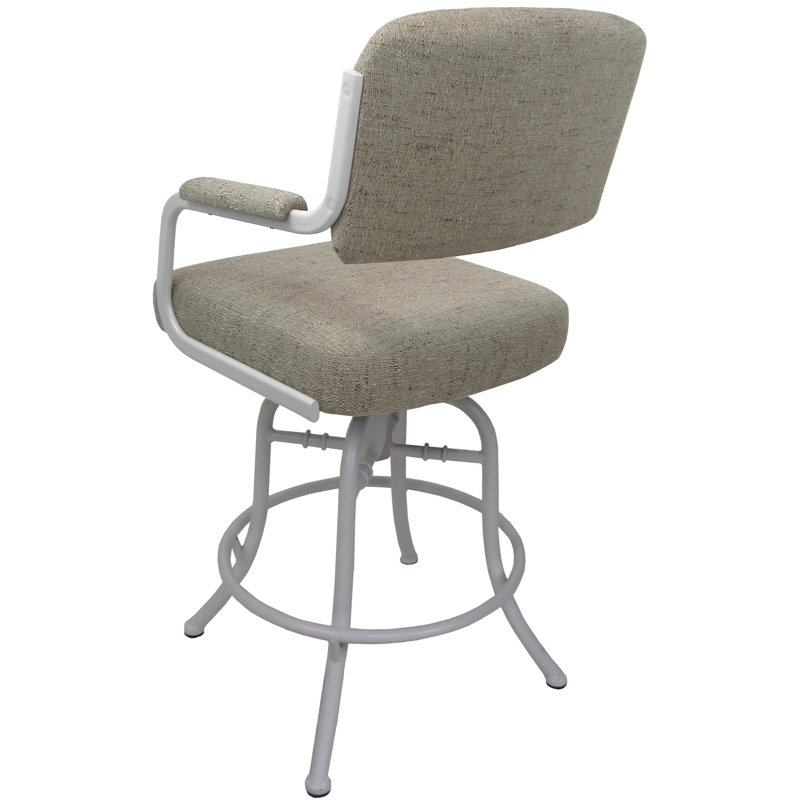 Tabouret de bar pivotant 30 po Jomiah, Blanc, Brun clair