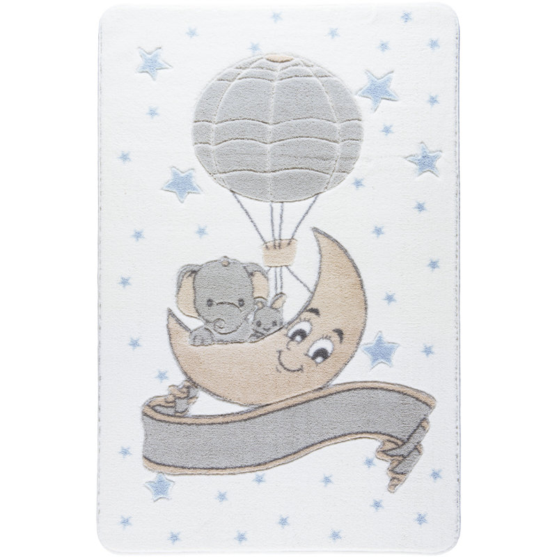 Tapis rectangulaire en polyamide tissé à la machine beige / gris Guernon, Rectangle 3 pi 3 po x 4 pi 11 po