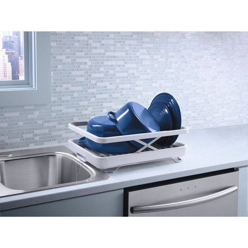 Stainless Steel Countertop Dish Rack, White