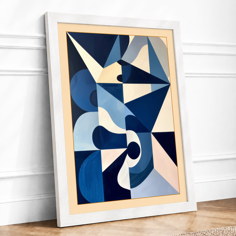 Angular Geometry Geometric - Framed Print, A1 - 84.1 x 59.4 cm, White