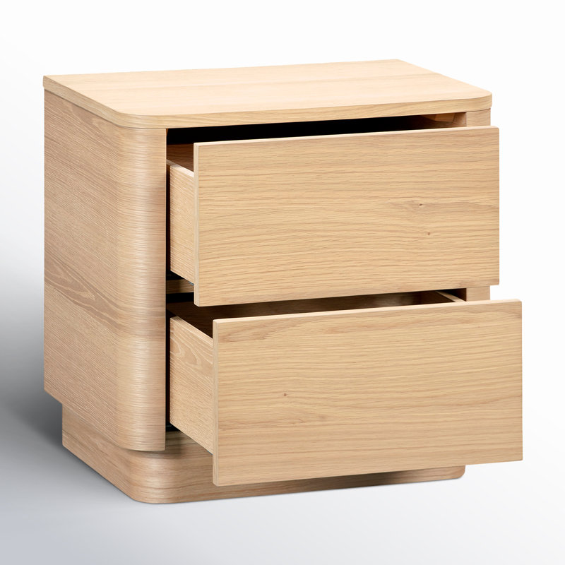 Mille 2 - Drawer Solid Wood Nightstand, Oak