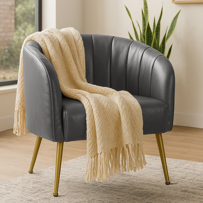 Fauteuil Gjylnaze, Similicuir gris