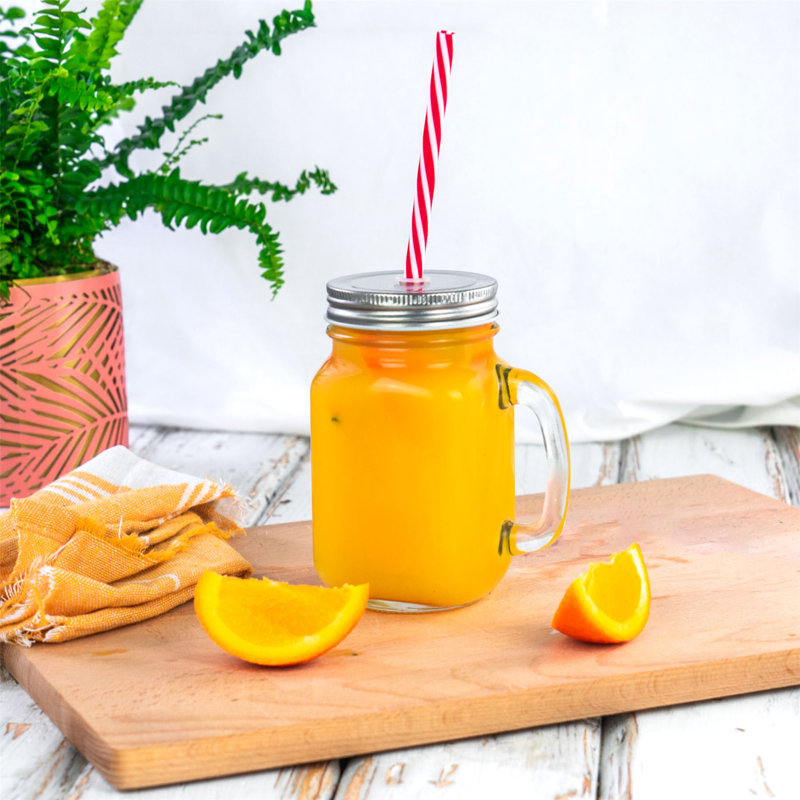 Rink Drink - 450ml Mason Drinking Jar Glasses with Straws - Set of 4