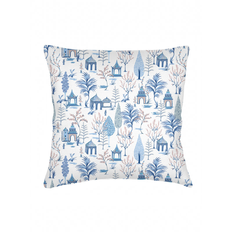 Printed Pillows Linen Geometric Accent Pillow, White, Square 26", Down Blend