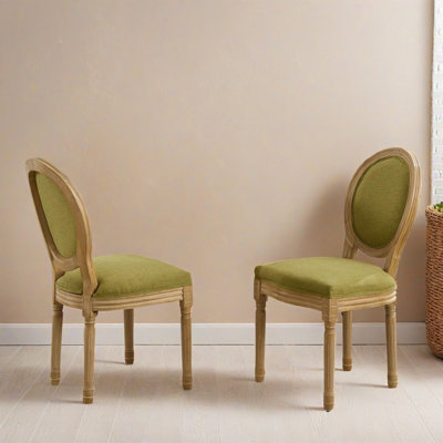 Chaise d'appoint rembourrée 19,71 po H, ensemble de 2 chaises en bois massif à dossier King Louis Decor