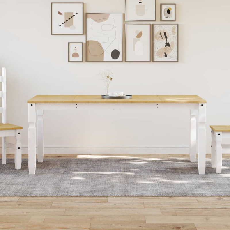 Anesia Solid Wood Dining Table, White, 90cm W x 180cm L