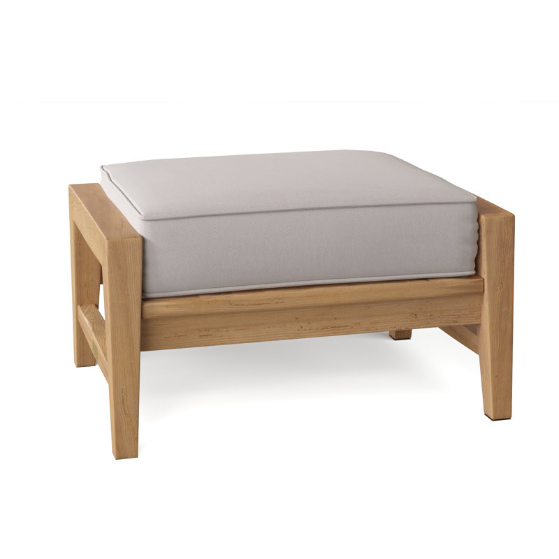 Amalfi Outdoor Teak Ottoman, Sailcloth Seagull