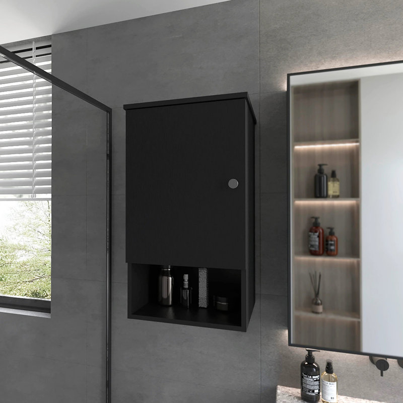 Medicine Cabinet With One Door, Black