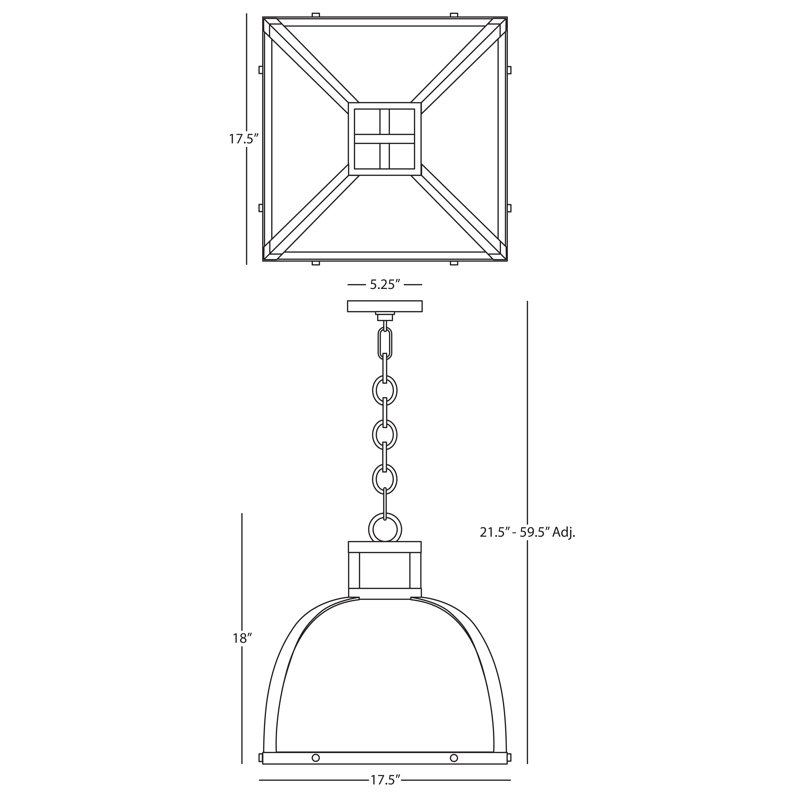 Ranger Matte Black & Polished Nickel 3-Light Geometric Chandelier