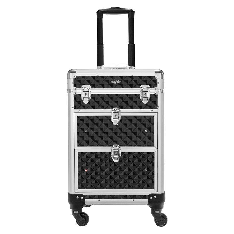 Trousse de train de maquillage en aluminium, Noir