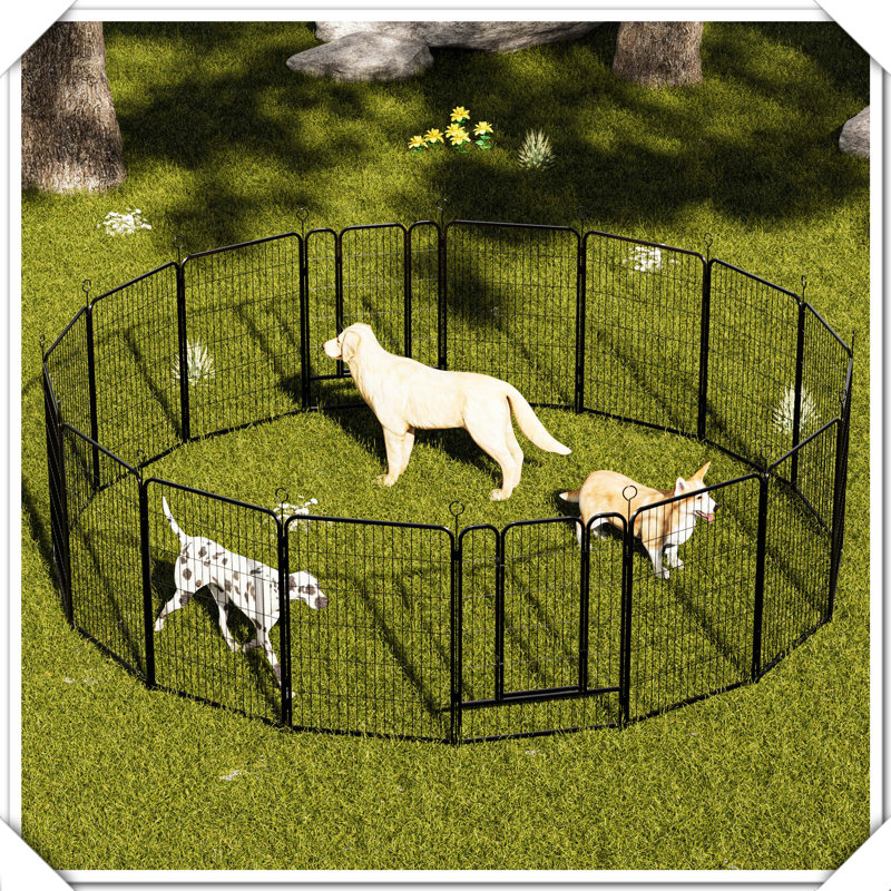 Installation sans outil pour clôture de chien robuste en métal résistant à la rouille