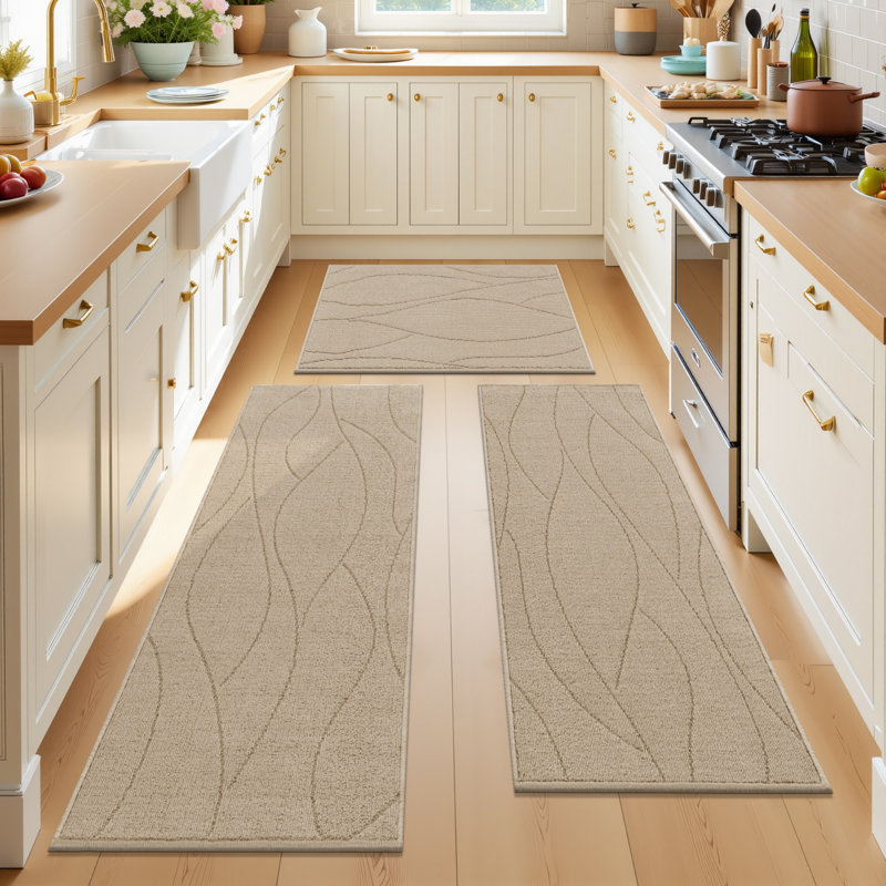 Ensemble de tapis de cuisine, Beige