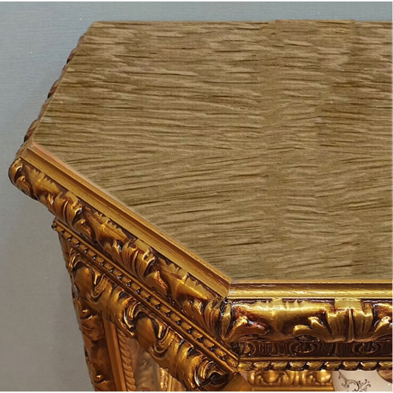 Felipe Solid Wood Lighted Curio Cabinet, Ivory/Gold