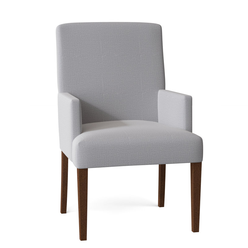 Chaise avec accoudoirs Deni, Noyer foncé, Gris tourterelle performance