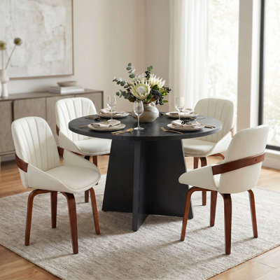 Rohun 47.24" Round Dining Kitchen Dining Table Set With 33.07"H Dining Chair