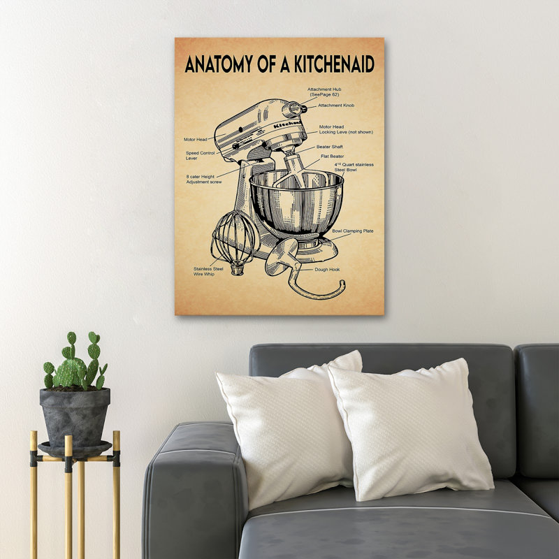 "Bake Stuff" sur fond brun - impression sur toile tendue, H 14 po x l 11 po x P 2 po