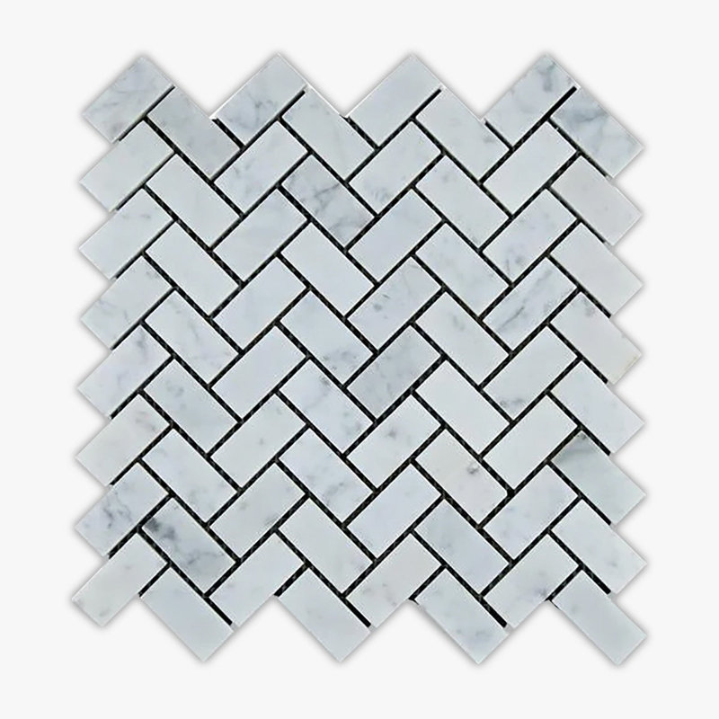 1" x 2" Marble Herringbone / Chevron Mosaic Wall & Floor Tile