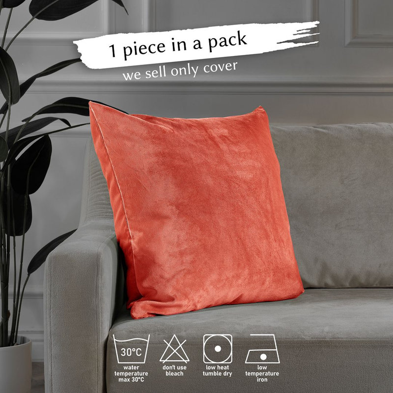 Housse de coussin en velours mat 1pc, Carré 12 po, Saumon