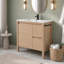 Meuble-lavabo simple autoportant de style ferme moderne de 91 cm (36 po) avec comptoir, robinet et drain, pieds droits apparents