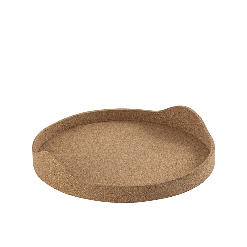 Plateau rond en liège large, L 16,25 po x P 16,25 po x H 3 po
