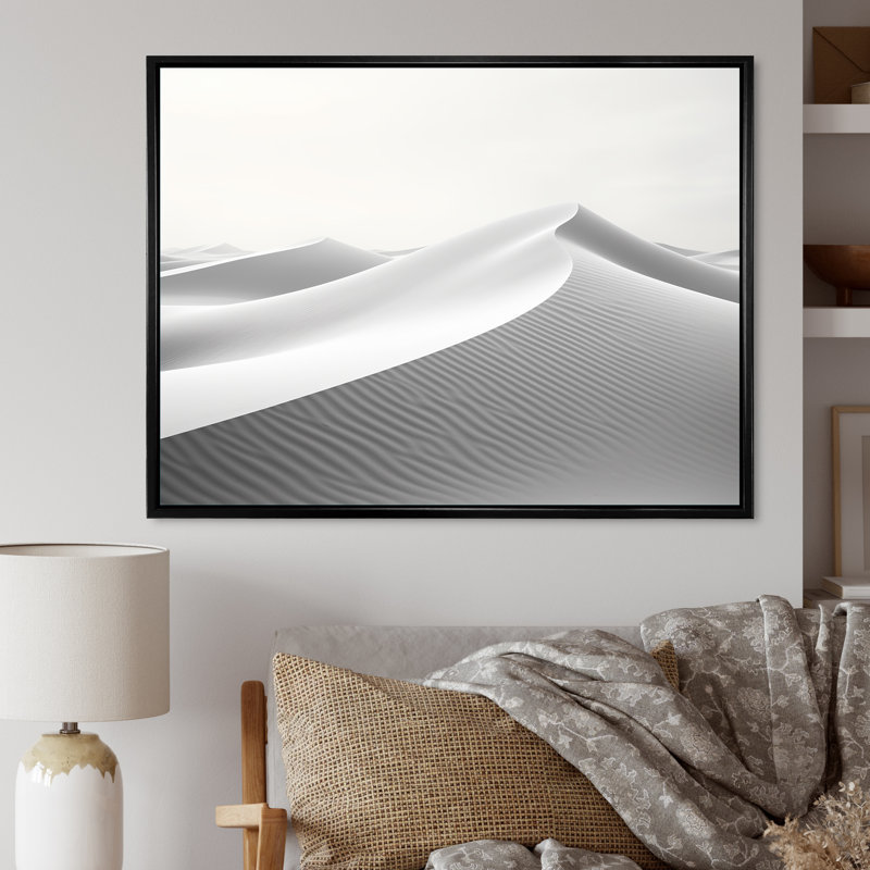 «Eernal Desert Dreams Minimalisme I», art mural sur toile, H 12 po x l 20 po x P 1 po, Cadre flottant noir
