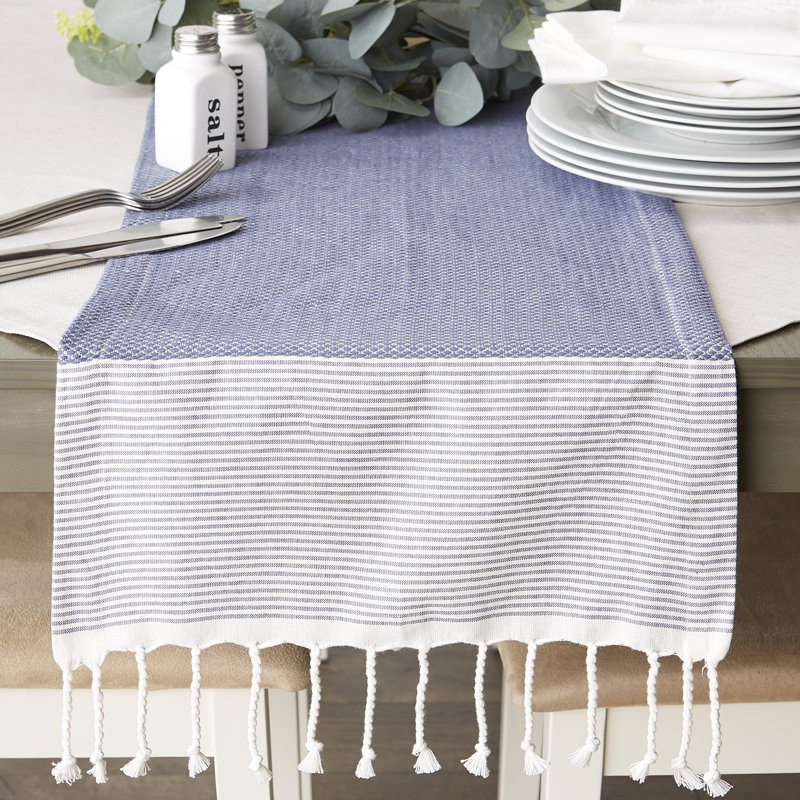 Peretz Stonebrook 100% Cotton Tablecloth, 72" x 15", Stone