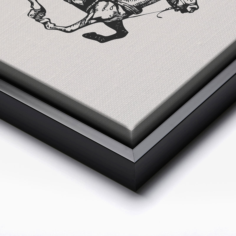 Cowboy avec Lasso No2, 16"H x 20"W, Canvas, Black Framed