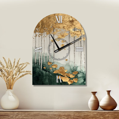 Élégante Ligne Dorée I - Grande Horloge Murale Arche Glamour