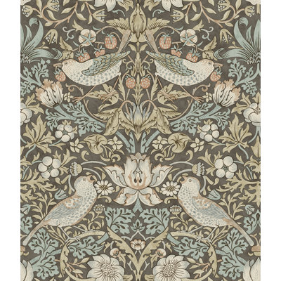 Strawberry Thief Fennel Peel and Stick Wallpaper
