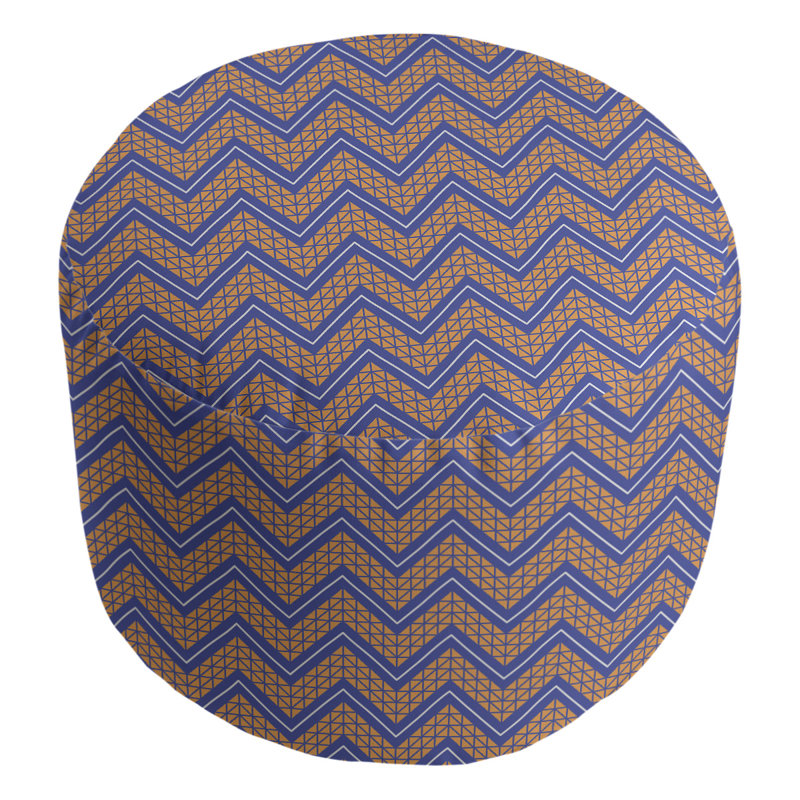 Upholstered Pouf, Blue/Orange