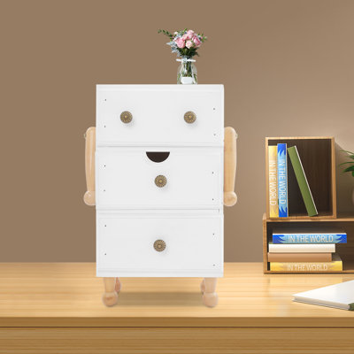 3-Tier Vintage Storage Cabinet Pine Wood Storage Box With Drawers For Living Rooms/Bedrooms/Offices