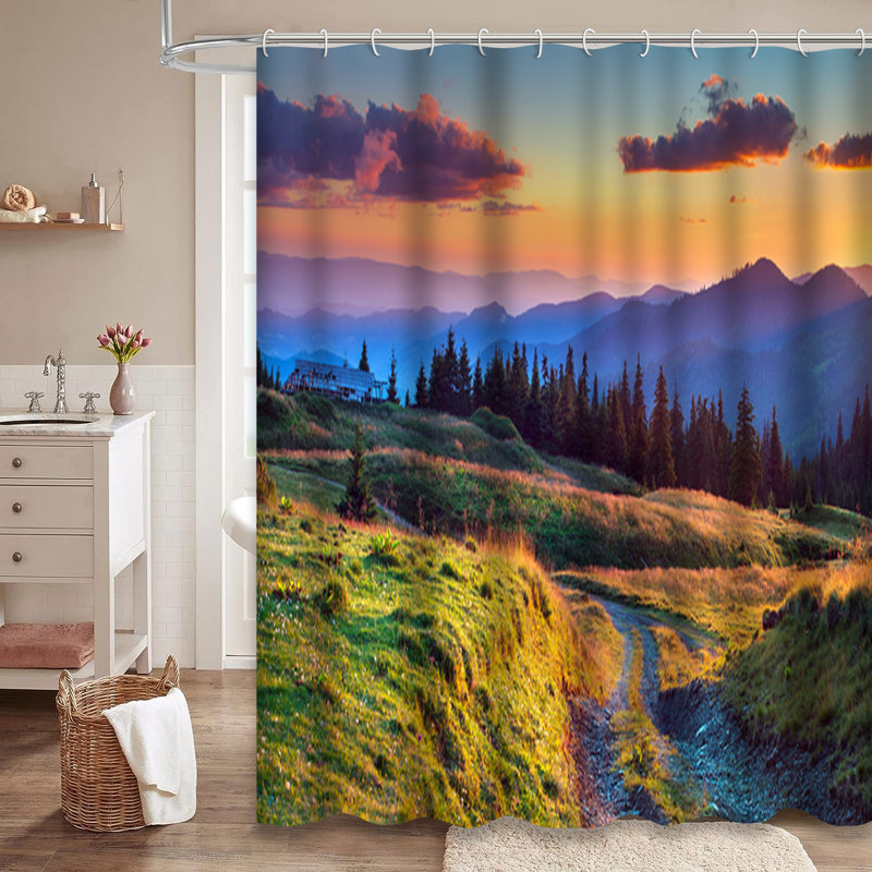 Rideau de douche coloré avec 12 crochets, L 72 po x l 78 po