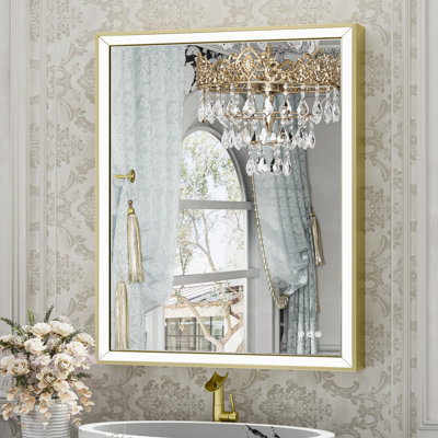 Front LED Anti-Fog Bathroom Vanity Mirror with Beveled Metal Framed