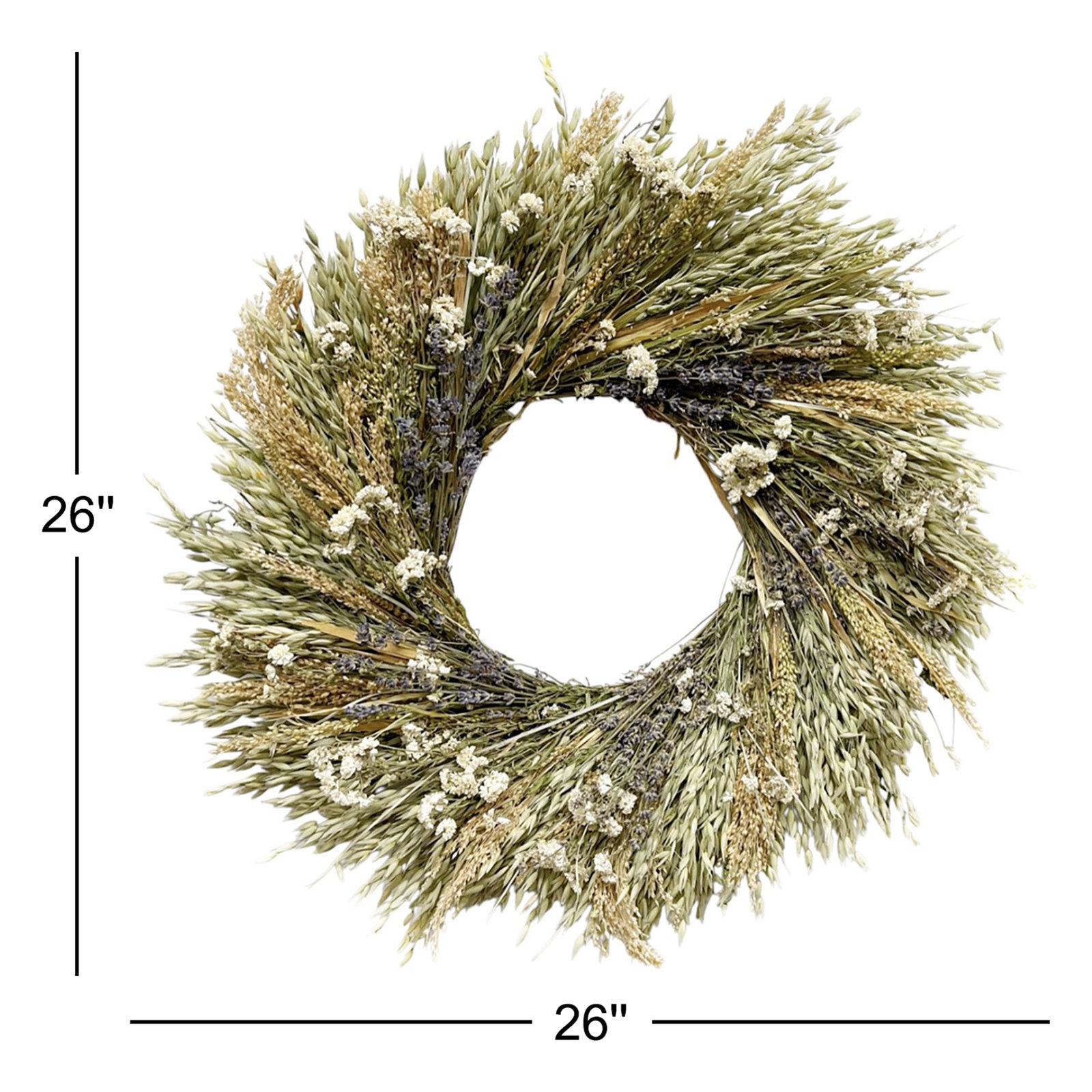 Handcrafted Oats Wreath, 26" H x 26" W x 5" D