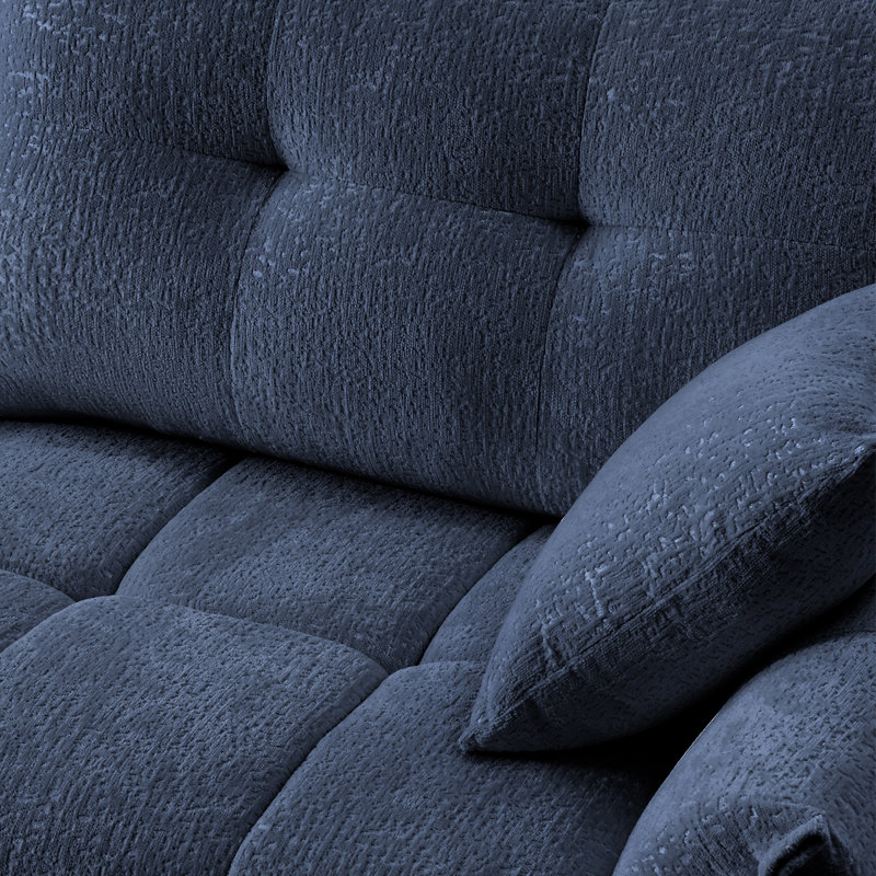 Canapé modulaire à 4 places avec méridienne modulaire pour le salon, Chenille bleu