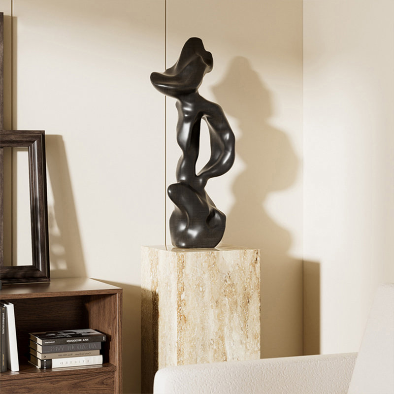 Objet de décoration en marbre noir en plastique renforcé de fibres de verre, Noir