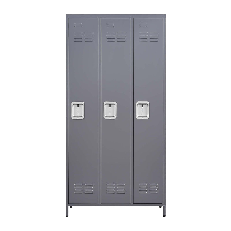 3 casiers en métal à 3 portes de 72 po de hauteur avec serrure pour les employés, armoire de rangement pour le garage à domicile