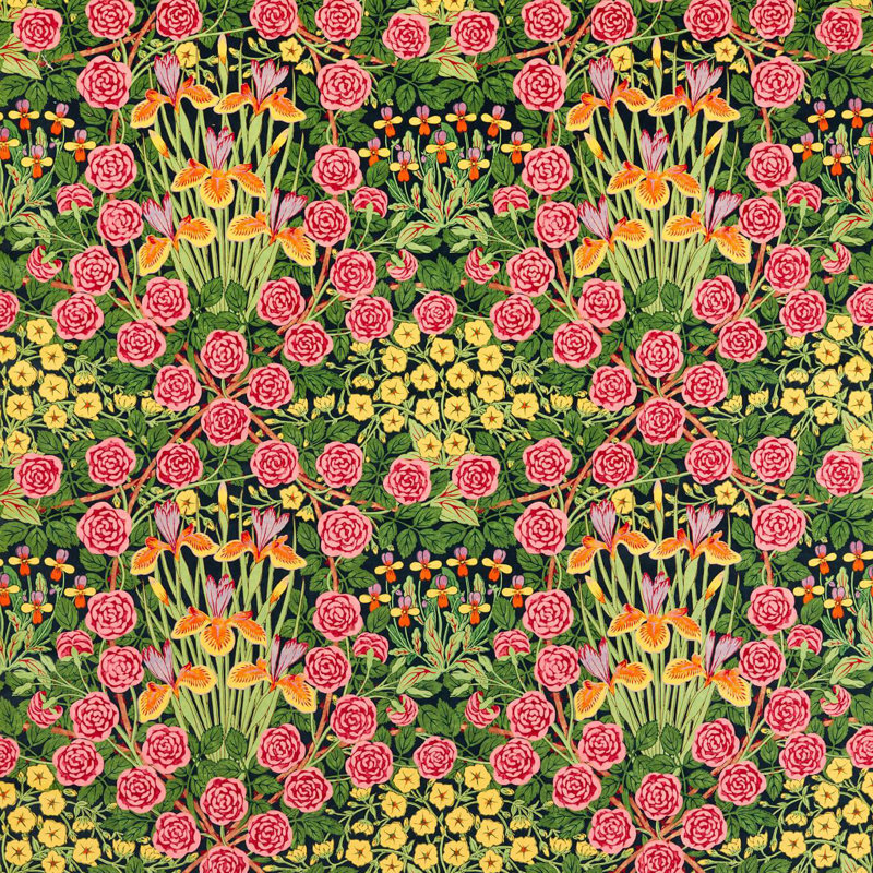 Bedford Park Campanula Fabric, Sunburst/Ebony