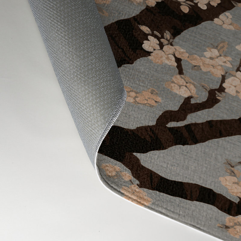 Botanical Gray Indoor and Outdoor Area Rug, Rectangle 3' x 5'