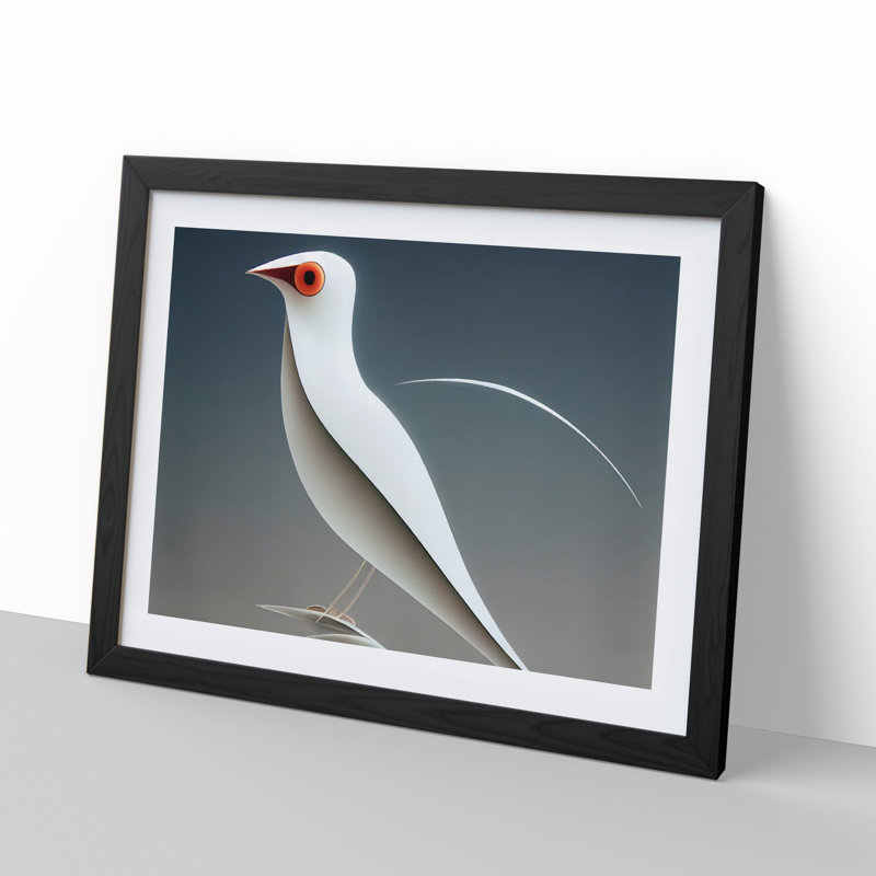 Hopeful Bird Abstract - Single Picture Frame Print, Black, 25cm H x 34cm W x 2cm D