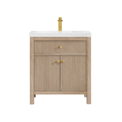 Lala 30" Single Bathroom Vanity in Engineered Stone Integrated Sink without Mirror